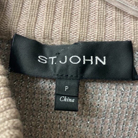 St.John pink sparkle waffle knit bomber jacket size P - Picture 8 of 16